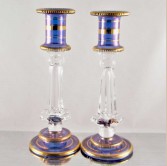 Handmade Glass Candle Holder (Blue) - set of 2