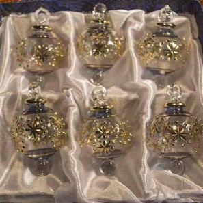 1.6" Blown Glass Egyptian Christmas Ornaments - Set of 6 Ornaments