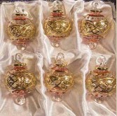 1.6" Blown Glass Egyptian Christmas Ornaments - Set of 6 Ornaments