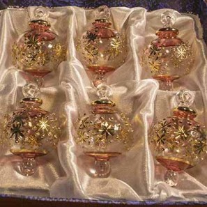 1.6" Blown Glass Egyptian Christmas Ornaments - Set of 6 Ornaments