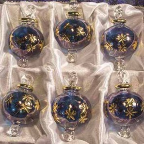 1.6" Blown Glass Egyptian Christmas Ornaments - Set of 6 Ornaments