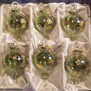 1.6" Blown Glass Egyptian Christmas Ornaments - Set of 6 Ornaments