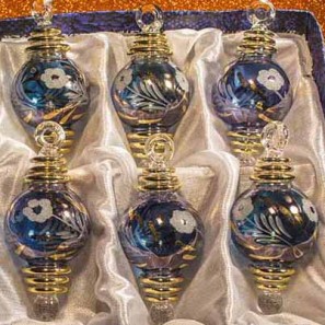 1.6" Blown Glass Egyptian Christmas Ornaments - Set of 6 Ornaments