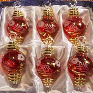 1.6" Blown Glass Egyptian Christmas Ornaments - Set of 6 Ornaments