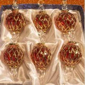 1.6" Blown Glass Egyptian Christmas Ornaments - Set of 6 Ornaments