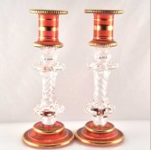 Handmade Glass Candle Holder (Red) - set of 2