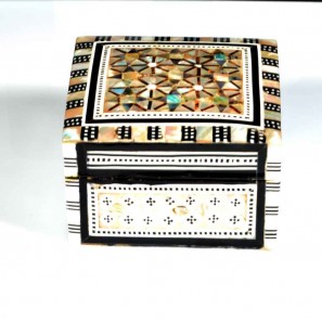 Square Mother of Pearl Box - Black Deluxe