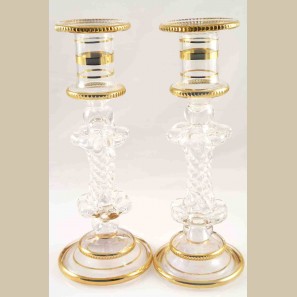 White Handmade Glass Candle Holder - set of 2